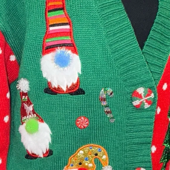 Holiday Time - Festive Holiday Cardigan Sweater - Size Small - Picture 5 of 12
